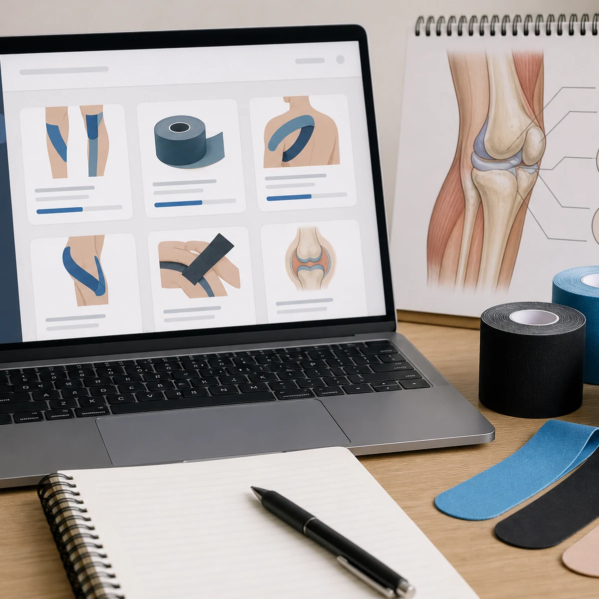 Roll tape and compact training kit on a tabletop