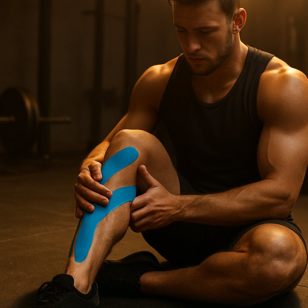 Athlete with tape on knee